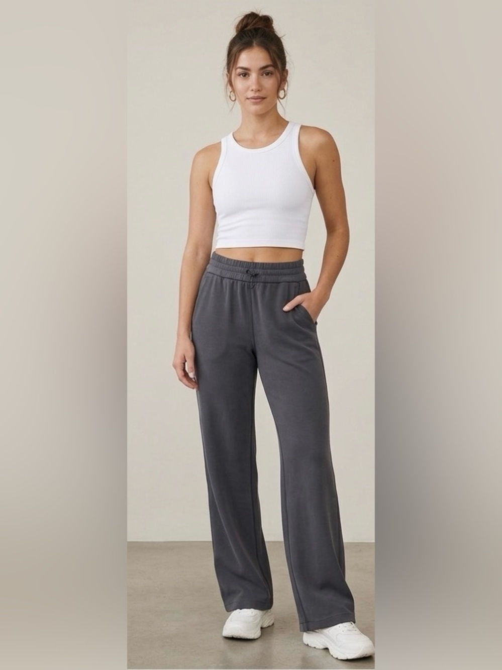 Lululemon Size 0 Wide Leg Pants Gray High Rise Drawstring Lounge Athleisure